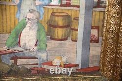 Antique General Store counter Oil Painting abstract art gold gilt wood frame