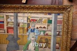 Antique General Store counter Oil Painting abstract art gold gilt wood frame
