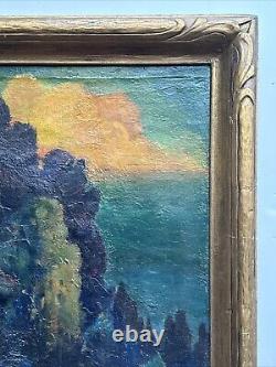 Antique Haunted House Painting Landscape Impressionism Large George Barker Oil