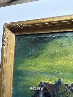 Antique Haunted House Painting Landscape Impressionism Large George Barker Oil