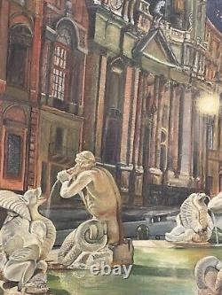 Antique Italian Modern Oil Painting Old Rome Vintage Landscape Italy Gods 1950