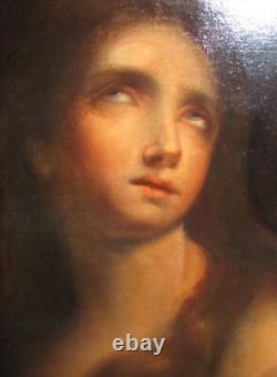 Antique Italian School Oil on Canvas Painting Mary Magdalene 19th Century