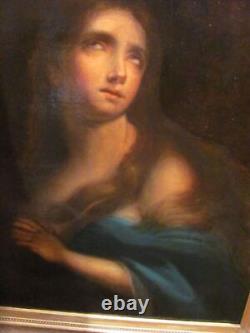 Antique Italian School Oil on Canvas Painting Mary Magdalene 19th Century