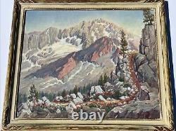 Antique Landscape Painting American Plein Air Listed Large Mountains Gardner Oil