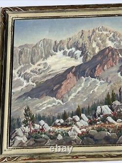 Antique Landscape Painting American Plein Air Listed Large Mountains Gardner Oil