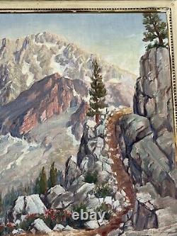 Antique Landscape Painting American Plein Air Listed Large Mountains Gardner Oil