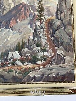 Antique Landscape Painting American Plein Air Listed Large Mountains Gardner Oil