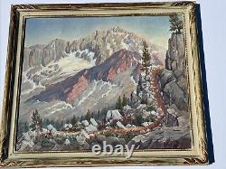 Antique Landscape Painting American Plein Air Listed Large Mountains Gardner Oil