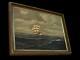 Antique Large Clipper Maritime Nautical Galleon Sailing Signed Oil Painting