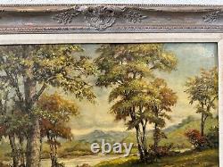 Antique Large Framed Signed Swerdloff Impressionist Landscape Oil Painting