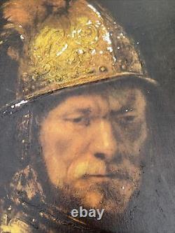 Antique Large Gilt Framed Oil Painting Of Man With Golden Helmet After Rembrandt