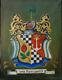 Antique Large Oil Painting Family Crest Of United Kindom