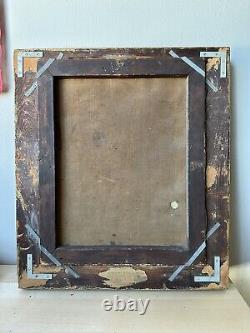 Antique Large Oil Painting Of A Child Gold Gilt Ornate Wood Carved Frame