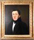 Antique Large Oil On Canvas Painting Gentleman Portrait Gilt Frame Early 19th C