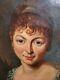Antique Large Oil On Canvas Painting Noble Lady Portrait Oval Shape Late 18th C