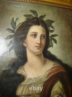 Antique Large Religious Saint Cecilia Lady Portrait Oil Painting & Amazing Frame