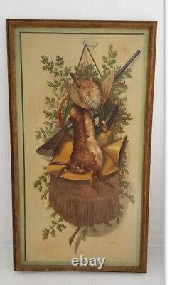 Antique Large Still Life with Game Dutch Oil Painting Signed AA Duval c. 1933