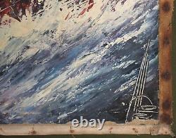 Antique Large oil painting landscape seascape sailing ship