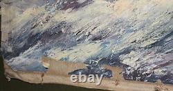 Antique Large oil painting landscape seascape sailing ship