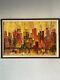 Antique Mid Century Modern Abstract Cityscape Oil Painting Old Vintage Cubism 60