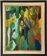 Antique Mid Century Modern Abstract Oil Painting Old Vintage Cubism Cubist Woman