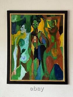 Antique MID Century Modern Abstract Oil Painting Old Vintage Cubism Cubist Woman