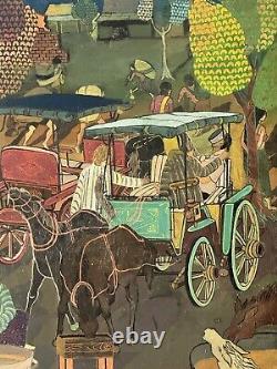 Antique Malaysia Modern Folk Art Landscape Oil Painting Old Asian Datuk 1960