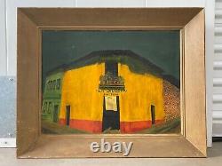 Antique Mexican Modern WPA Regionalism Cityscape Oil Painting, 1940s