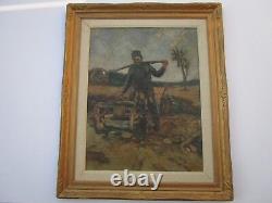 Antique Military Painting Russian German Signed Czak Large Oil 1910 Soldier