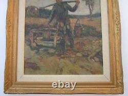 Antique Military Painting Russian German Signed Czak Large Oil 1910 Soldier