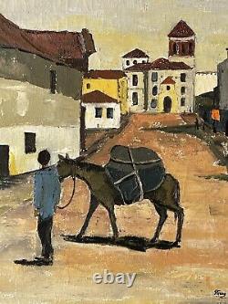Antique Modern Spanish Landscape Impressionist Oil Painting Old Vintage Strong