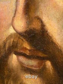 Antique Oil Canvas Painting Face Of Christ Veil Saint Veronica Crown Thorns 18th