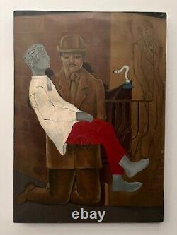 Antique Oil On Canvas By Max Ernst (handmade) Signed And Stamped Vintage Art