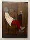 Antique Oil On Canvas By Max Ernst (handmade) Signed And Stamped Vintage Art