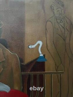 Antique Oil On Canvas By Max Ernst (handmade) Signed And Stamped Vintage Art