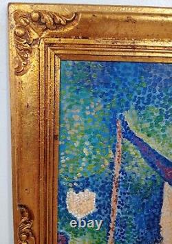Antique Oil On Canvas Georges Pierre Seurat Dated 1886 With Frame In Golden Leaf