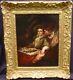 Antique Oil On Canvas Painting Of A Young Woman Golden Framed 17th France Rare