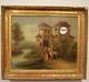 Antique Oil On Metal Paint With Real Integrated Clock Country Houses Lady Kids