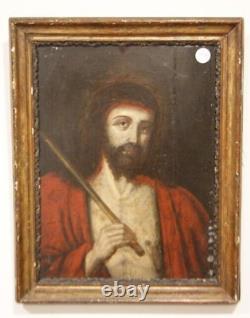 Antique Oil On Panel French Representing Jesus Christ Paint Framed Rare Old 17th