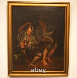 Antique Oil Painting Bartolome Esteban Murillo Spain Two Children Eating Rare 20
