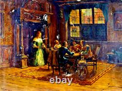 Antique Oil Painting, By Oskar O Urbahn, German, Interior Scene, 19th/20th C