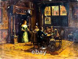 Antique Oil Painting, By Oskar O Urbahn, German, Interior Scene, 19th/20th C