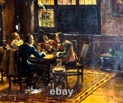 Antique Oil Painting, By Oskar O Urbahn, German, Interior Scene, 19th/20th C