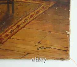 Antique Oil Painting, By Oskar O Urbahn, German, Interior Scene, 19th/20th C