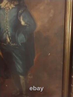 Antique Oil Painting Canvas 30 x 43 original Hand Painted Gainsborough Blue Boy