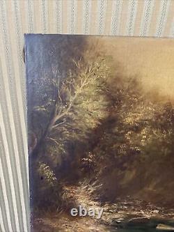 Antique Oil Painting, Listed Kansas Artist, Joel VD Patch, Boy At Stream