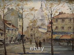 Antique Oil Painting M. Janpol View Of Paris Large on Canvas Fine Art