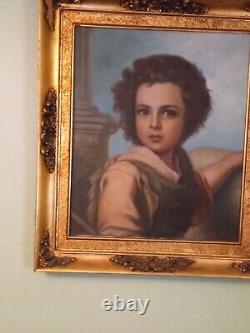Antique Oil Painting Of Sheppard Boy Signed In Red