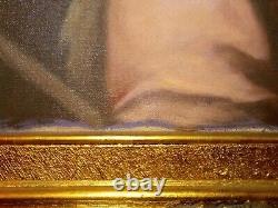 Antique Oil Painting Of Sheppard Boy Signed In Red