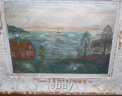 Antique Oil Painting On Panel Seascape G. Philips George Phillips 1914